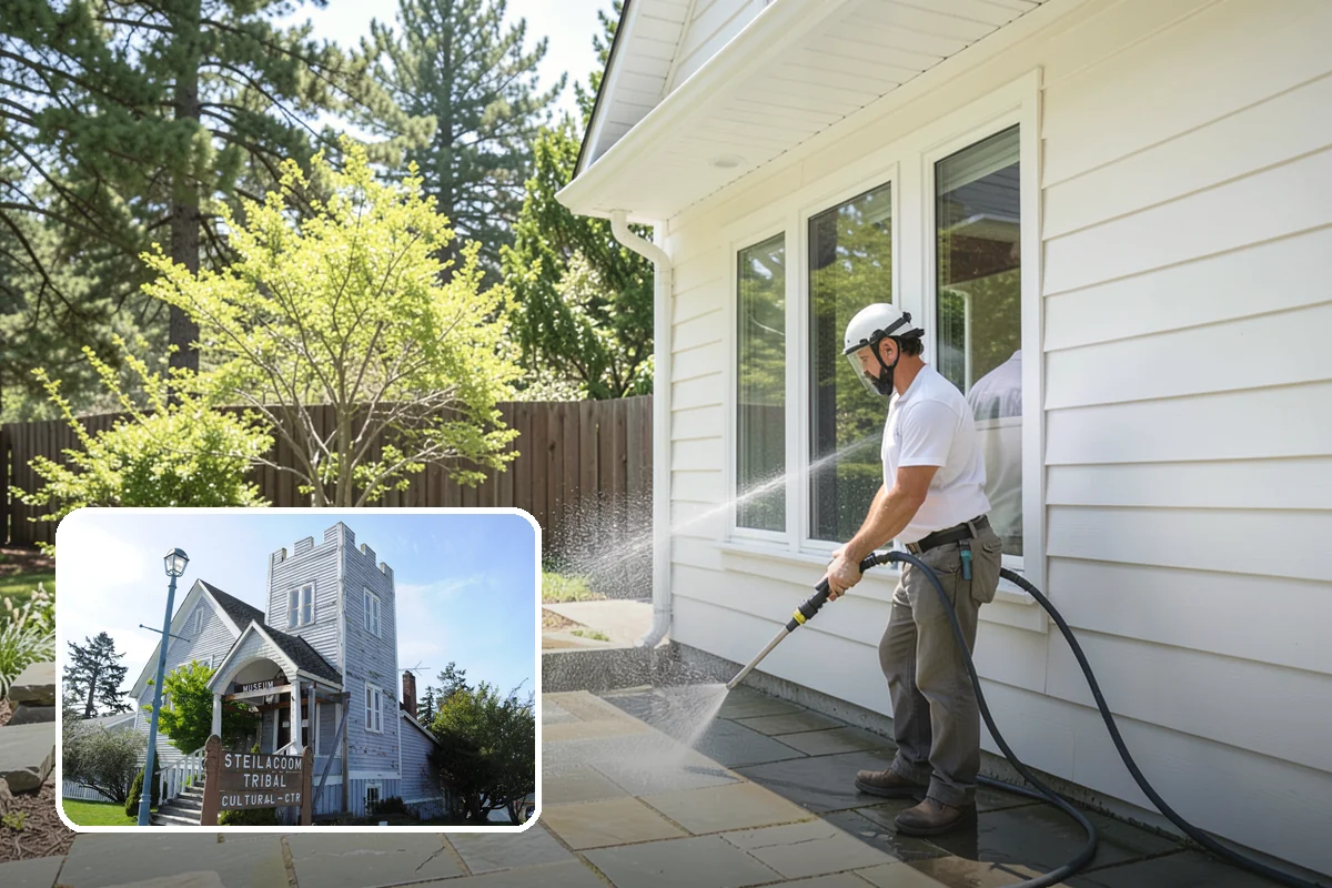 Outdoor Fireplace Cleaning in Steilacoom, Pierce County, WA - Lifts soot and smoke staining from the masonry face