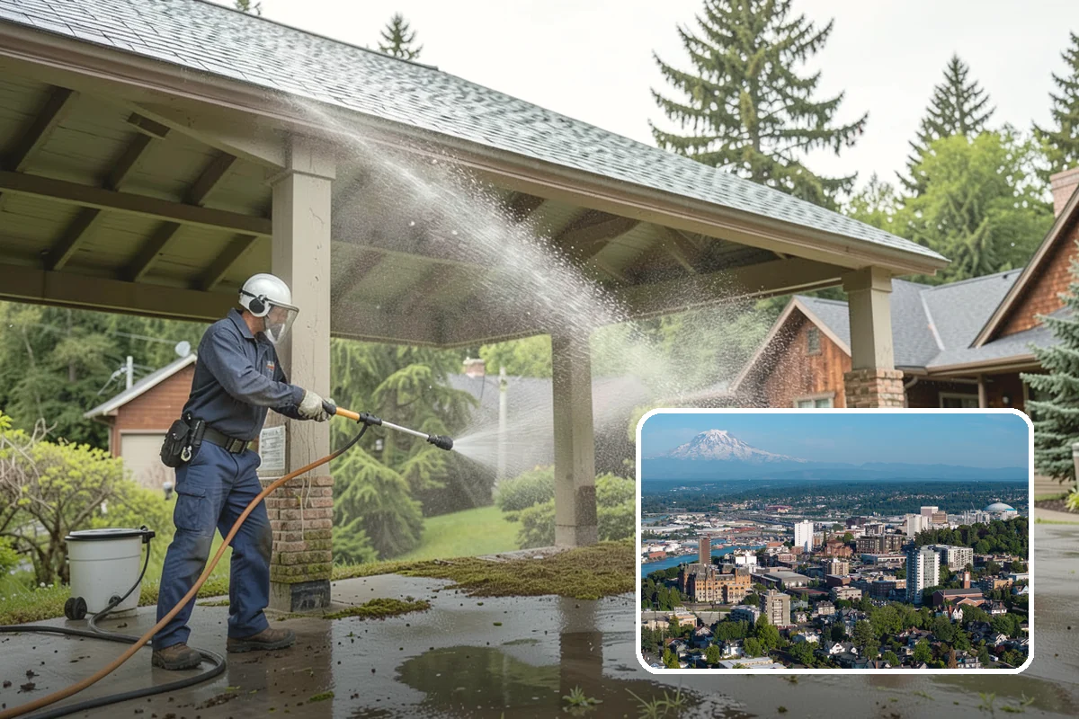 Outdoor Fireplace Cleaning in Tacoma, Pierce County, WA - Lifts soot and smoke staining from the masonry face