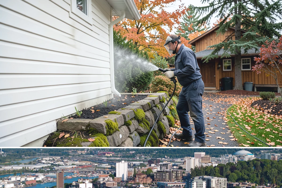 Outdoor Fireplace Cleaning in Tacoma, Pierce County, WA - Spring cleaning readies the fireplace for summer evenings, and a dry day helps the masonry treatments work fully.