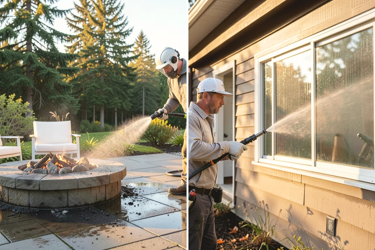 Outdoor Fireplace Cleaning in Tukwila, King County, WA - Clear ash and loose debris from the firebox area
