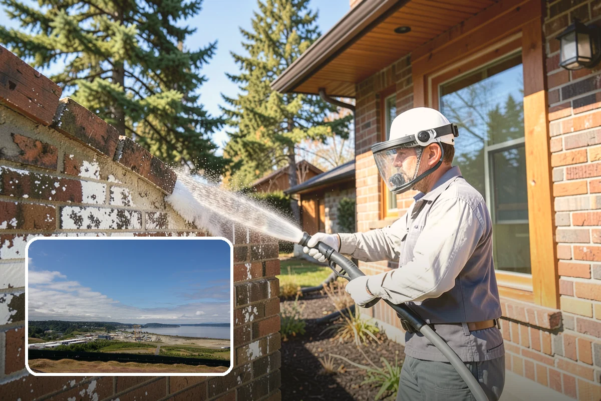 Outdoor Fireplace Cleaning in University Place, Pierce County, WA - Lifts soot and smoke staining from the masonry face