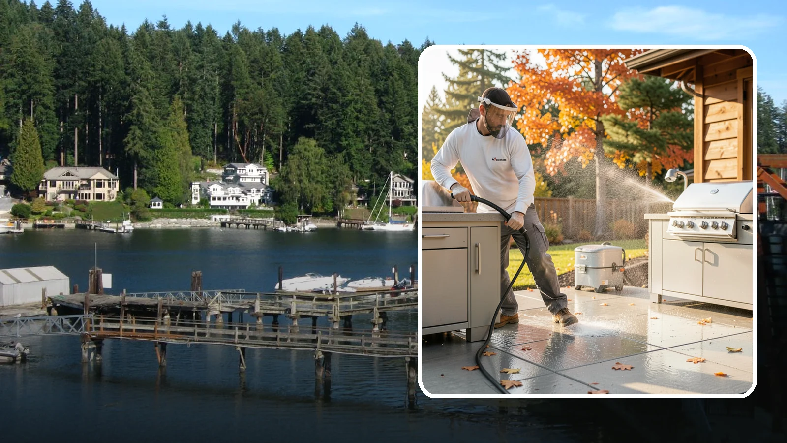 Outdoor Kitchen Appliance Cleaning in Gig Harbor, Pierce County, WA - We detail built-in outdoor refrigerators, sinks, and stainless cabinetry so your alfresco kitchen resists the corrosion PNW...