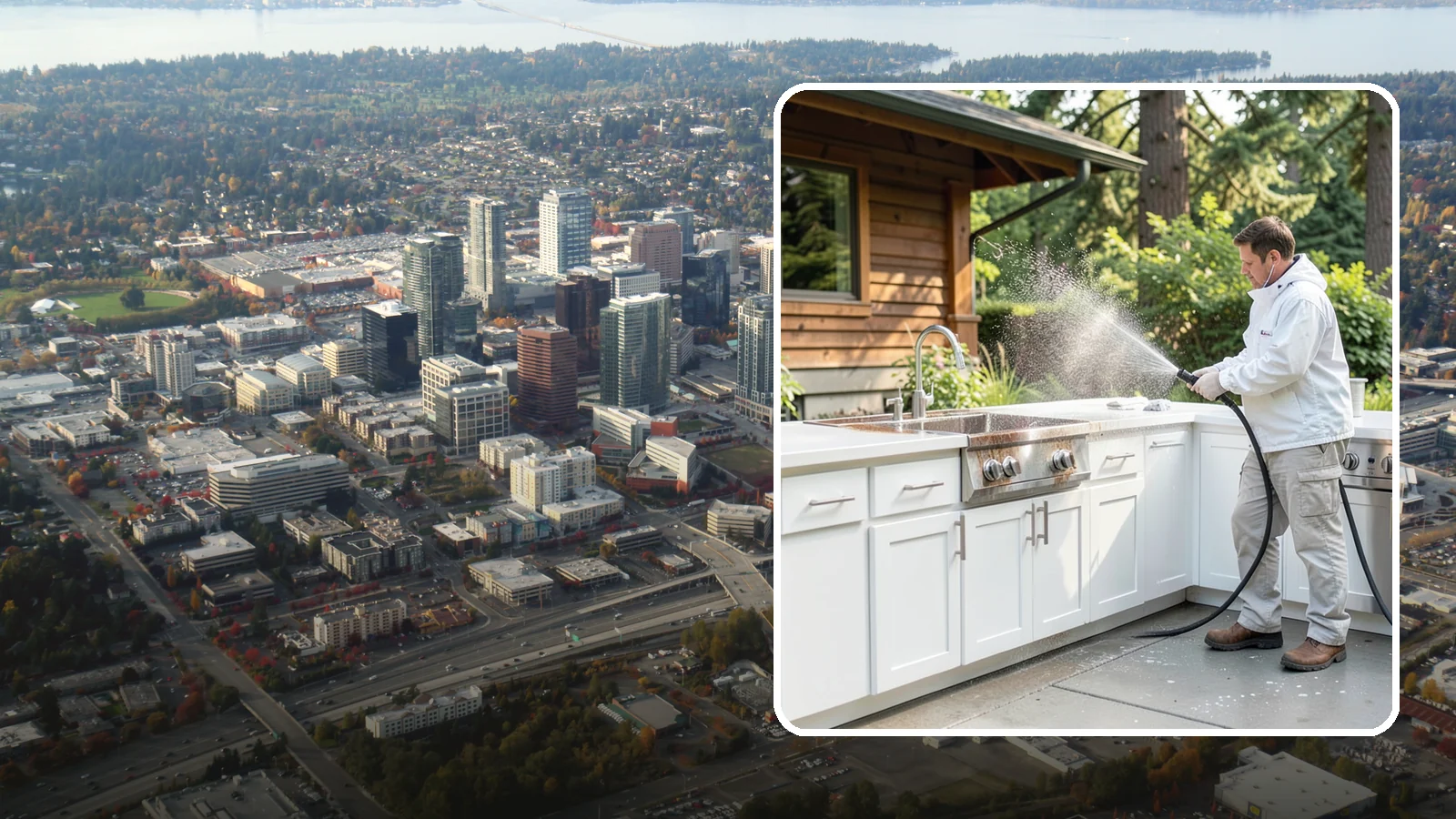 Outdoor Kitchen Cleaning in Bellevue, King County, WA - Detail-clean outdoor kitchen counters, cabinetry, and surrounds to cut grease and grime without harming appliances.