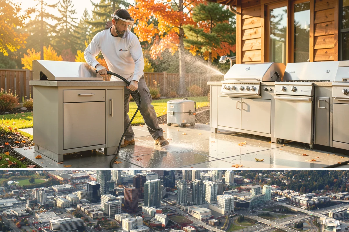 Outdoor Kitchen Cleaning in Bellevue, King County, WA - Late spring is ideal so the kitchen is clean and ready as the outdoor cooking season begins.