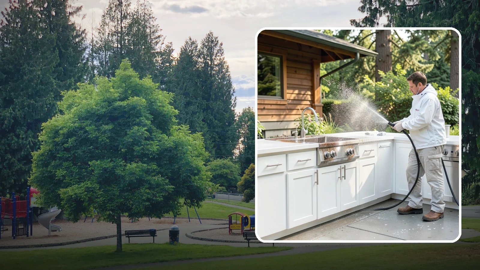 Outdoor Kitchen Cleaning in Bonney Lake, Pierce County, WA - Detail-clean outdoor kitchen counters, cabinetry, and surrounds to cut grease and grime without harming appliances.