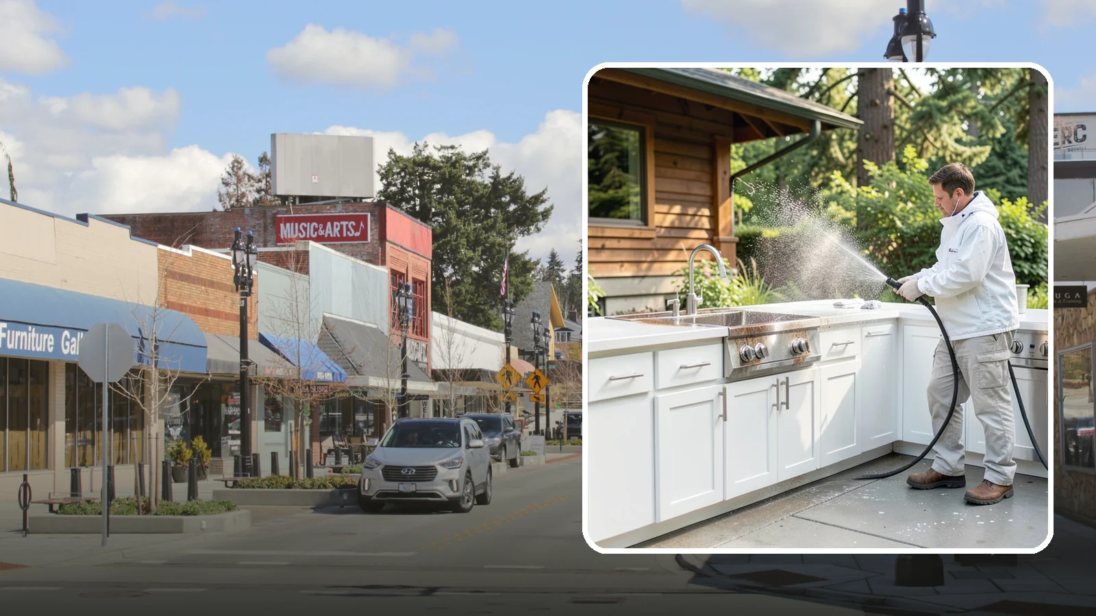 Outdoor Kitchen Cleaning in Bothell, King County, WA - Detail-clean outdoor kitchen counters, cabinetry, and surrounds to cut grease and grime without harming appliances.