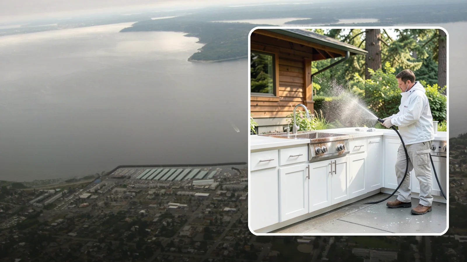 Outdoor Kitchen Cleaning in Des Moines, King County, WA - Detail-clean outdoor kitchen counters, cabinetry, and surrounds to cut grease and grime without harming appliances.