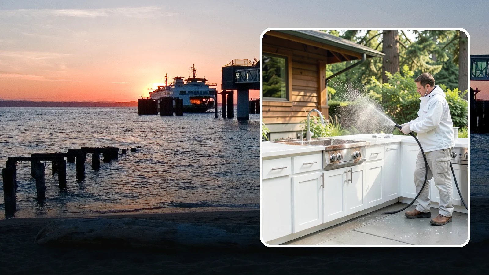 Outdoor Kitchen Cleaning in Edmonds, Snohomish County, WA - Detail-clean outdoor kitchen counters, cabinetry, and surrounds to cut grease and grime without harming appliances.