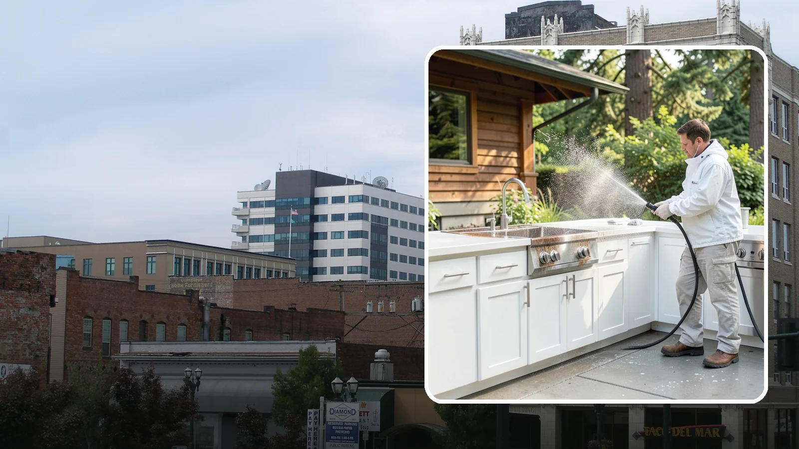 Outdoor Kitchen Cleaning in Everett, Snohomish County, WA - Detail-clean outdoor kitchen counters, cabinetry, and surrounds to cut grease and grime without harming appliances.