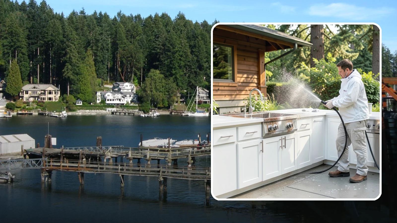 Outdoor Kitchen Cleaning in Gig Harbor, Pierce County, WA - Detail-clean outdoor kitchen counters, cabinetry, and surrounds to cut grease and grime without harming appliances.