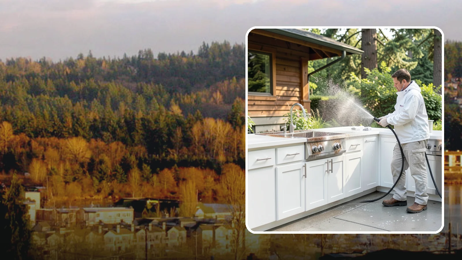 Outdoor Kitchen Cleaning in Kenmore, King County, WA - Detail-clean outdoor kitchen counters, cabinetry, and surrounds to cut grease and grime without harming appliances.