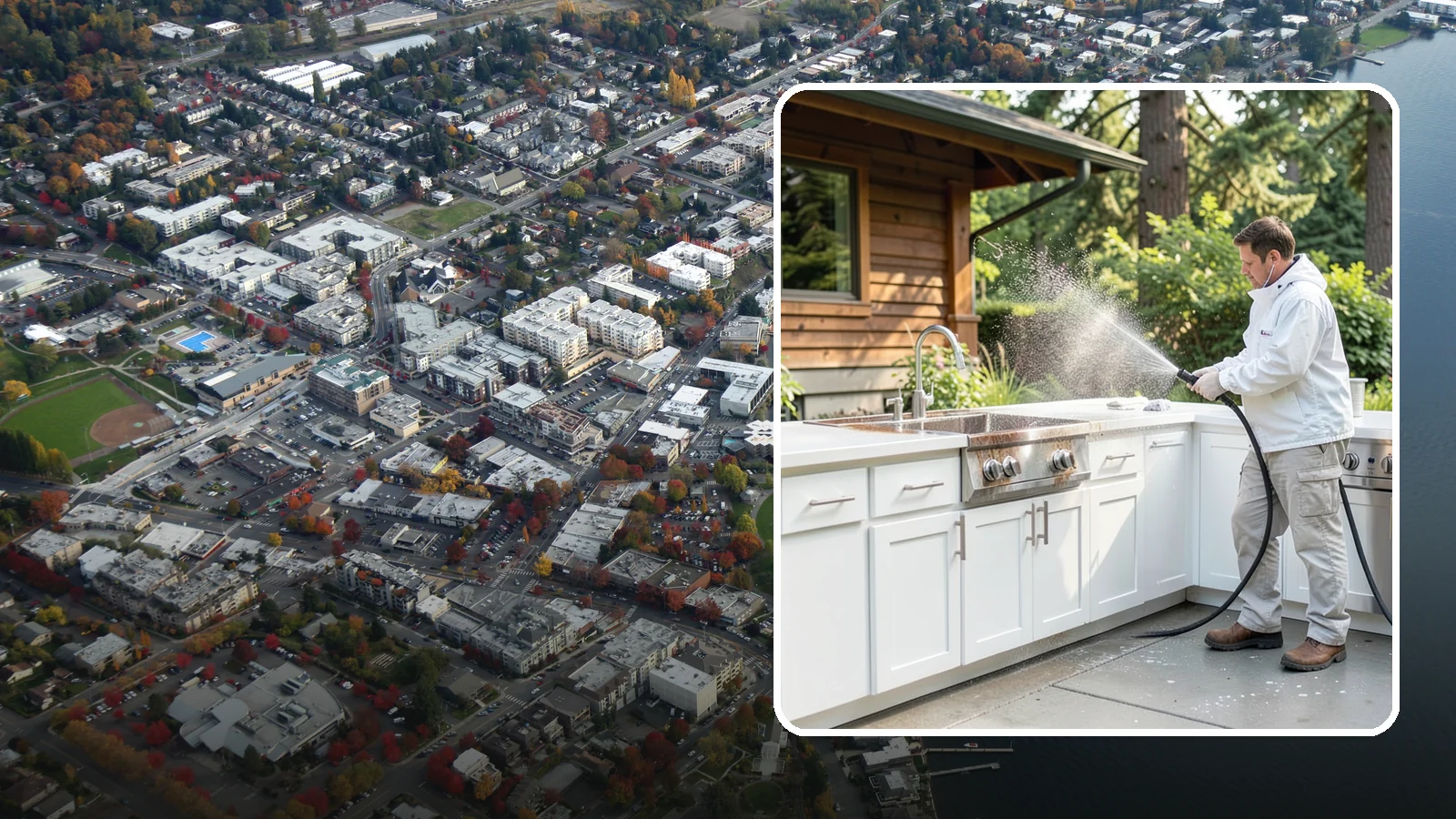 Outdoor Kitchen Cleaning in Kirkland, King County, WA - Detail-clean outdoor kitchen counters, cabinetry, and surrounds to cut grease and grime without harming appliances.