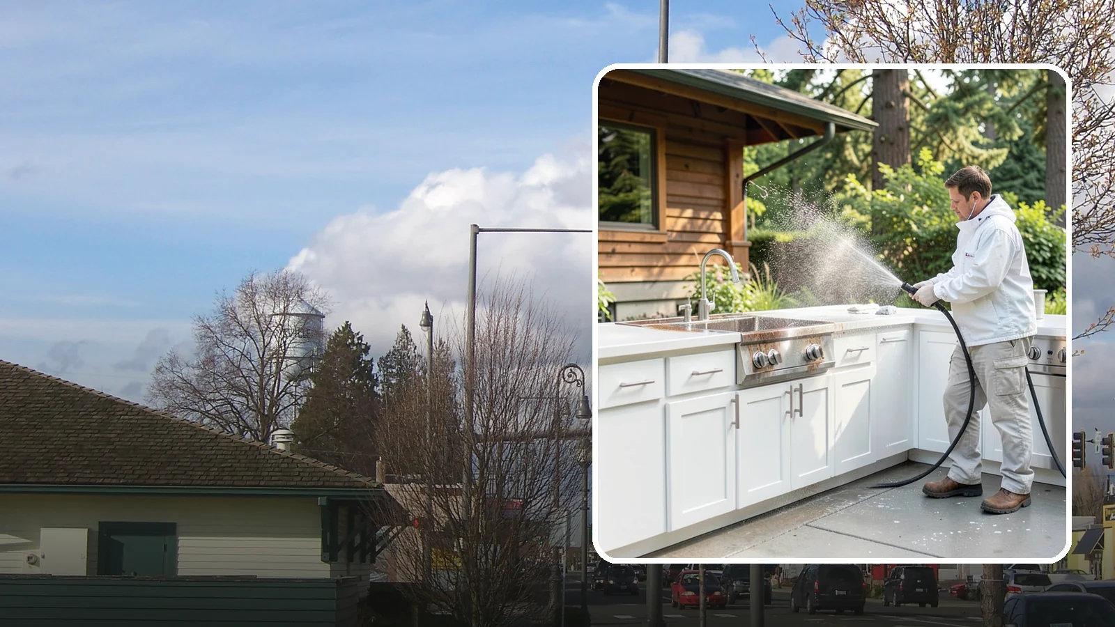 Outdoor Kitchen Cleaning in Marysville, Snohomish County, WA - Detail-clean outdoor kitchen counters, cabinetry, and surrounds to cut grease and grime without harming appliances.