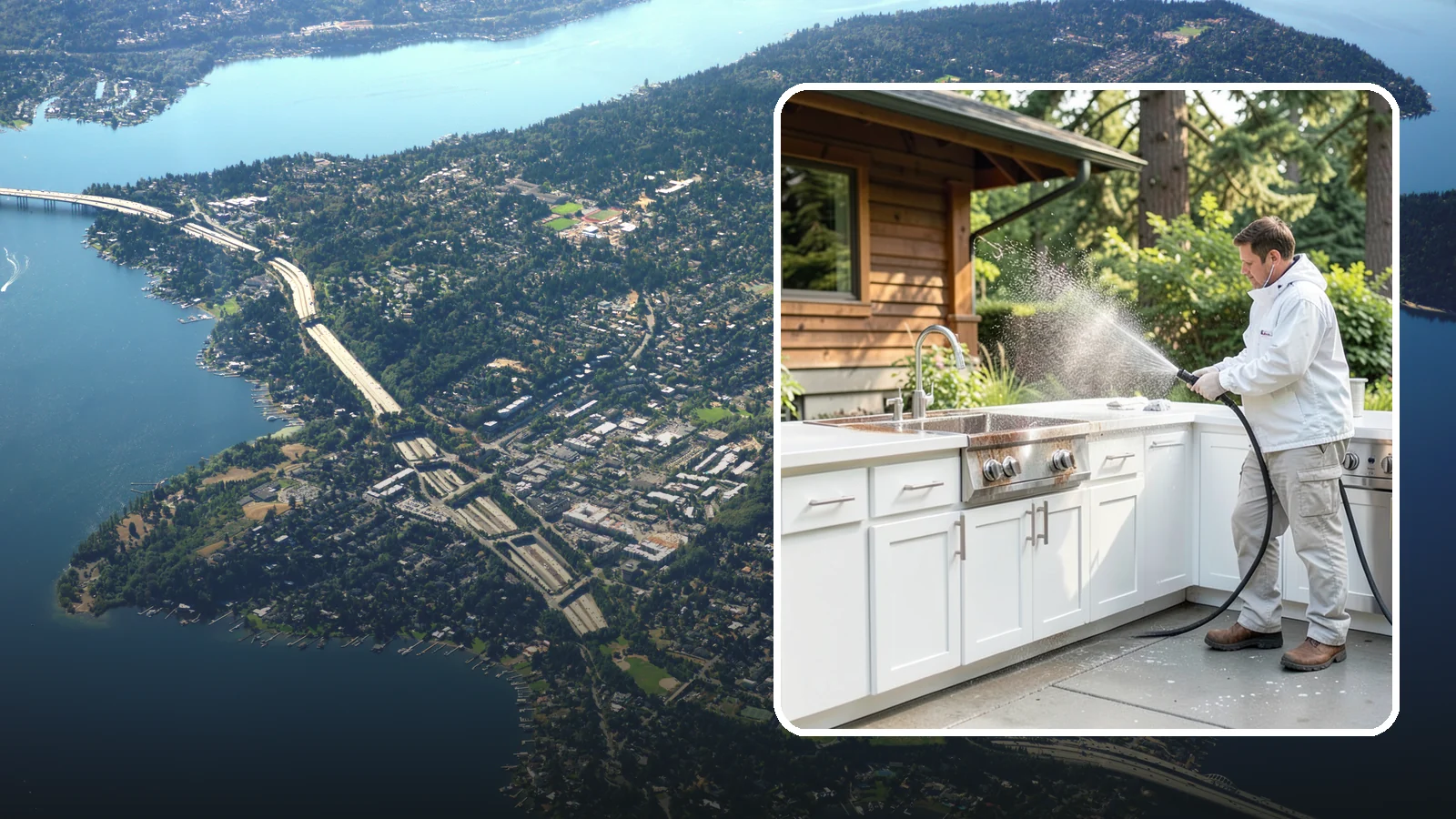 Outdoor Kitchen Cleaning in Mercer Island, King County, WA - Detail-clean outdoor kitchen counters, cabinetry, and surrounds to cut grease and grime without harming appliances.