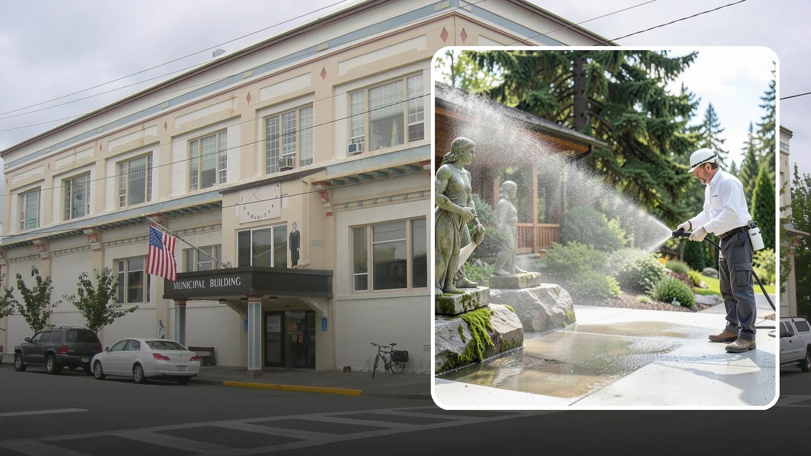Outdoor Sculpture Cleaning in Anacortes, Skagit County, WA - We carefully clean outdoor sculptures and statues in Washington to remove algae, staining, and grime without harm.
