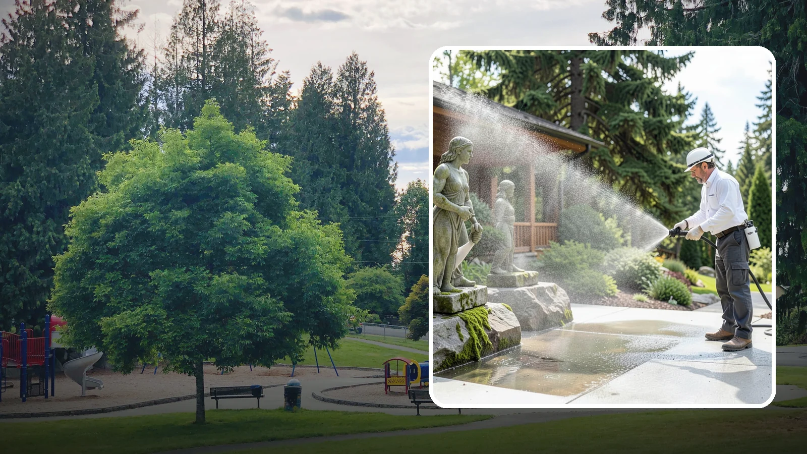 Outdoor Sculpture Cleaning in Bonney Lake, Pierce County, WA - We carefully clean outdoor sculptures and statues in Washington to remove algae, staining, and grime without harm.