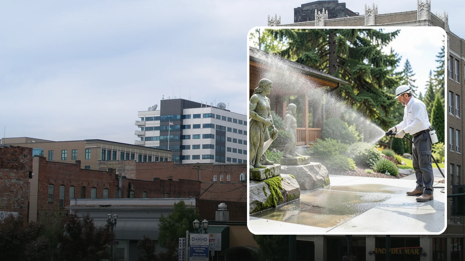Outdoor Sculpture Cleaning in Everett, Snohomish County, WA - We carefully clean outdoor sculptures and statues in Washington to remove algae, staining, and grime without harm.