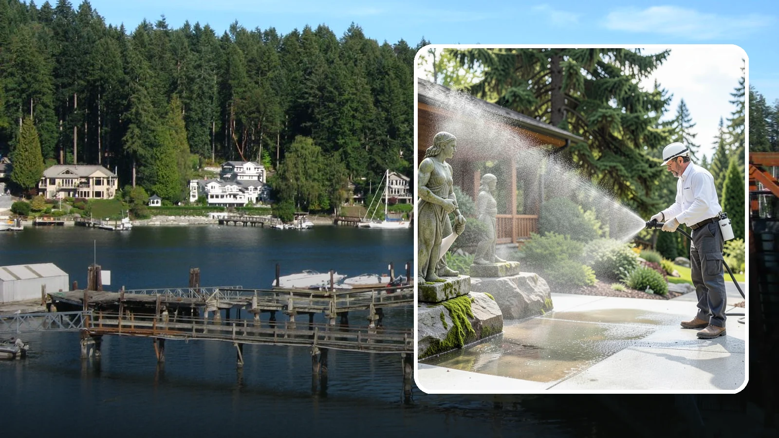 Outdoor Sculpture Cleaning in Gig Harbor, Pierce County, WA - We carefully clean outdoor sculptures and statues in Washington to remove algae, staining, and grime without harm.