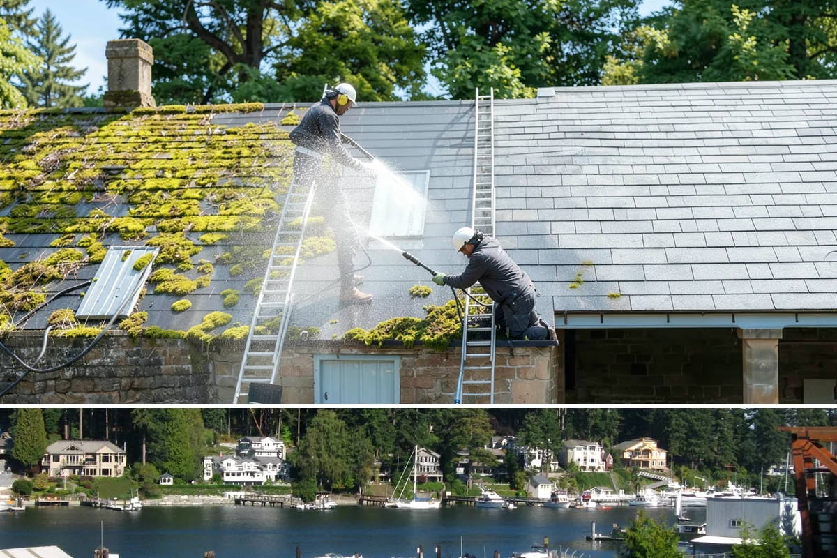 Outdoor Sculpture Cleaning in Gig Harbor, Pierce County, WA - Sculptures are best cleaned in late spring after the wettest months have fueled algae growth.