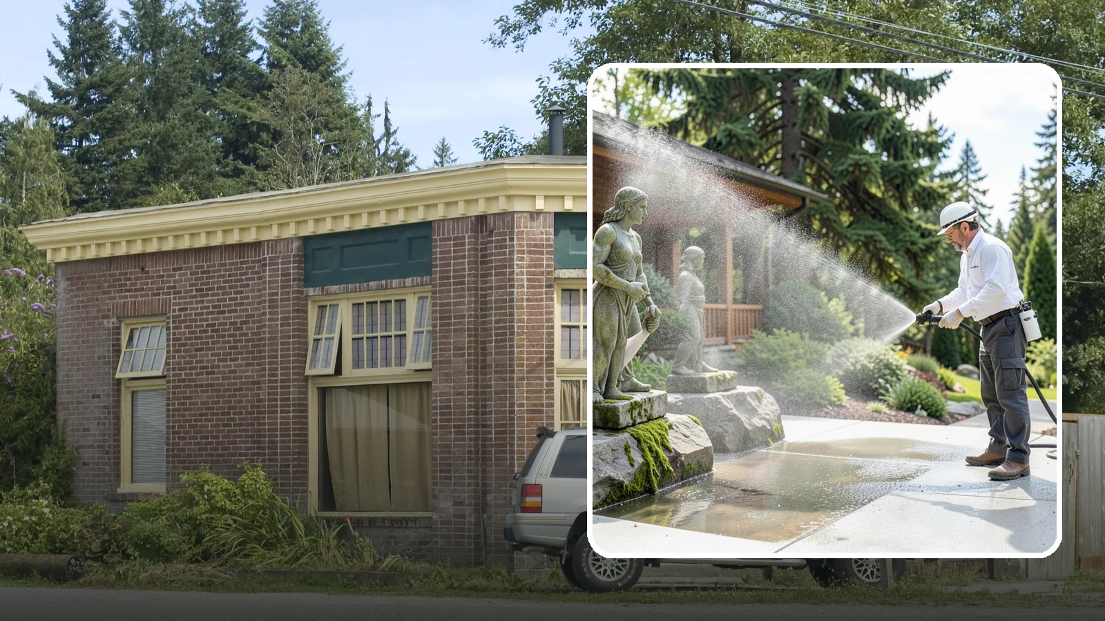 Outdoor Sculpture Cleaning in Hamilton, Skagit County, WA - We carefully clean outdoor sculptures and statues in Washington to remove algae, staining, and grime without harm.