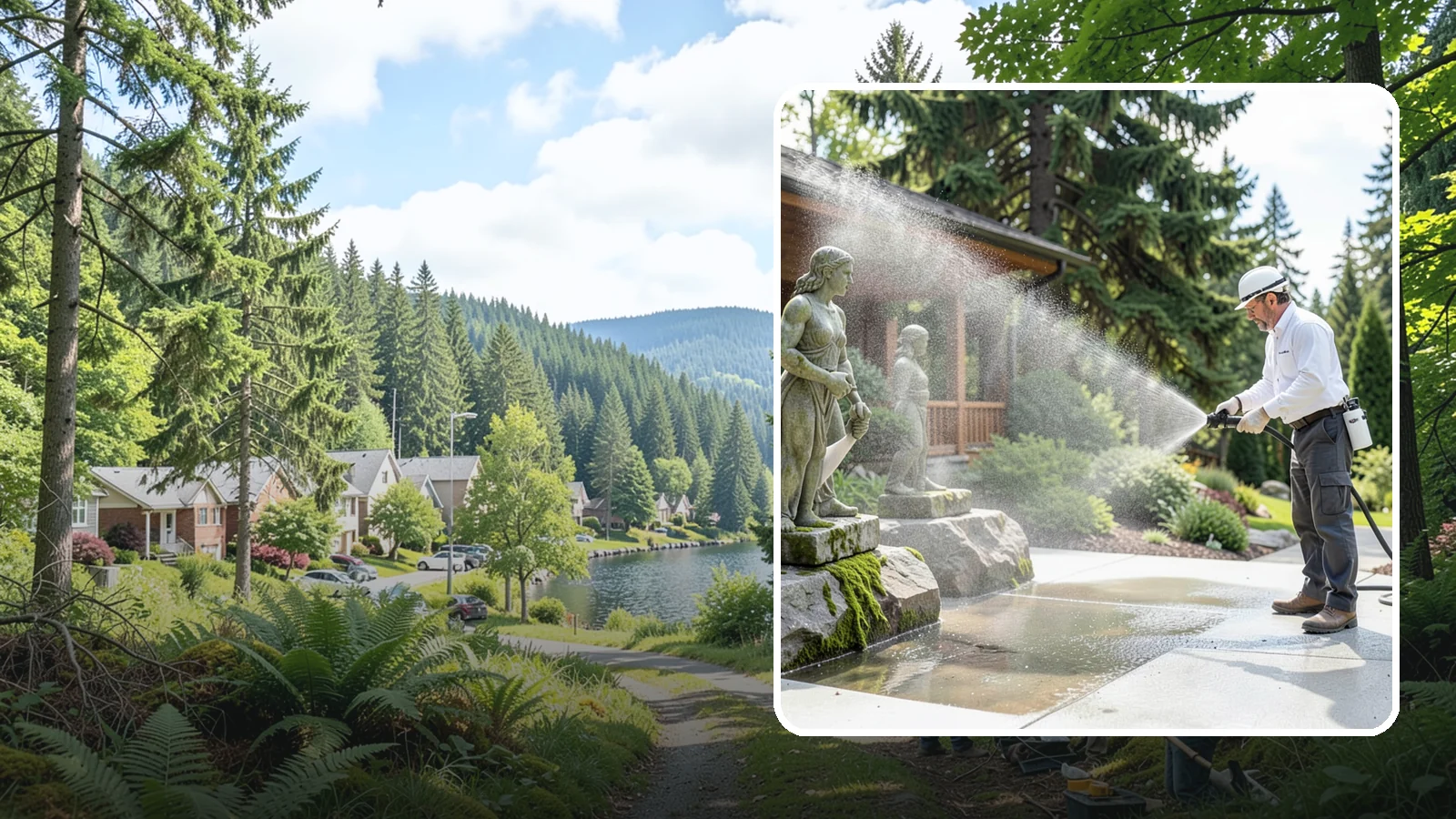 Outdoor Sculpture Cleaning in Lake Forest Park, King County, WA - We carefully clean outdoor sculptures and statues in Washington to remove algae, staining, and grime without harm.
