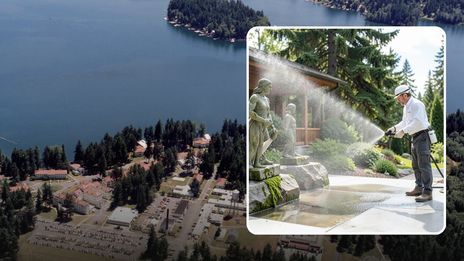 Outdoor Sculpture Cleaning in Lakewood, Pierce County, WA - We carefully clean outdoor sculptures and statues in Washington to remove algae, staining, and grime without harm.