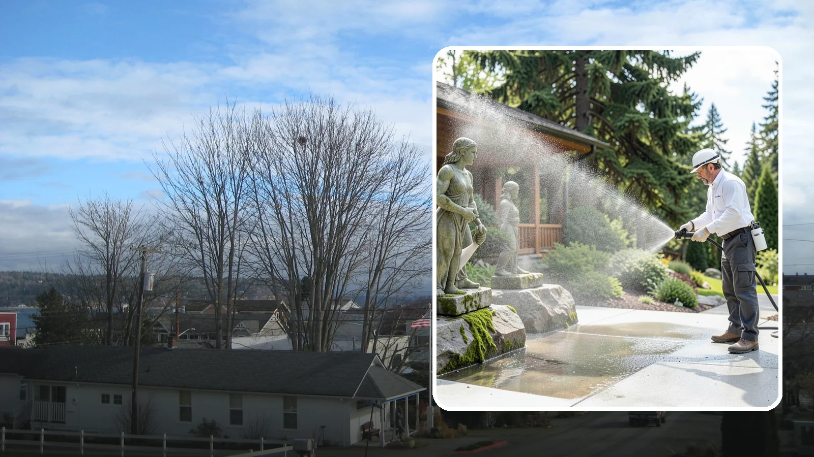 Outdoor Sculpture Cleaning in Langley, Island County, WA - We carefully clean outdoor sculptures and statues in Washington to remove algae, staining, and grime without harm.