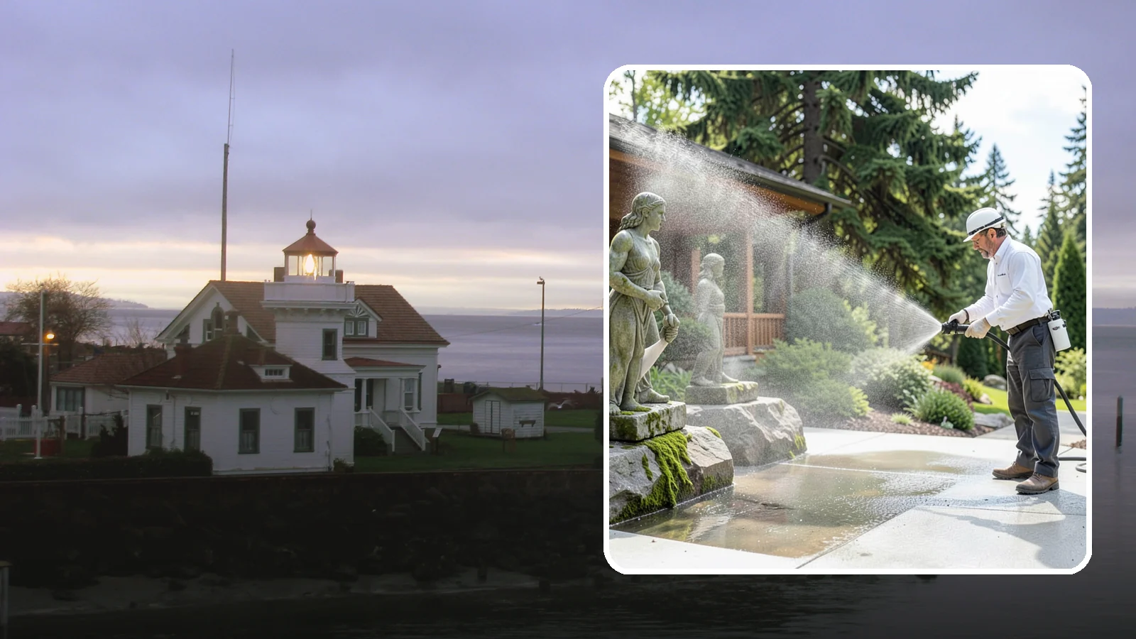 Outdoor Sculpture Cleaning in Mukilteo, Snohomish County, WA - We carefully clean outdoor sculptures and statues in Washington to remove algae, staining, and grime without harm.