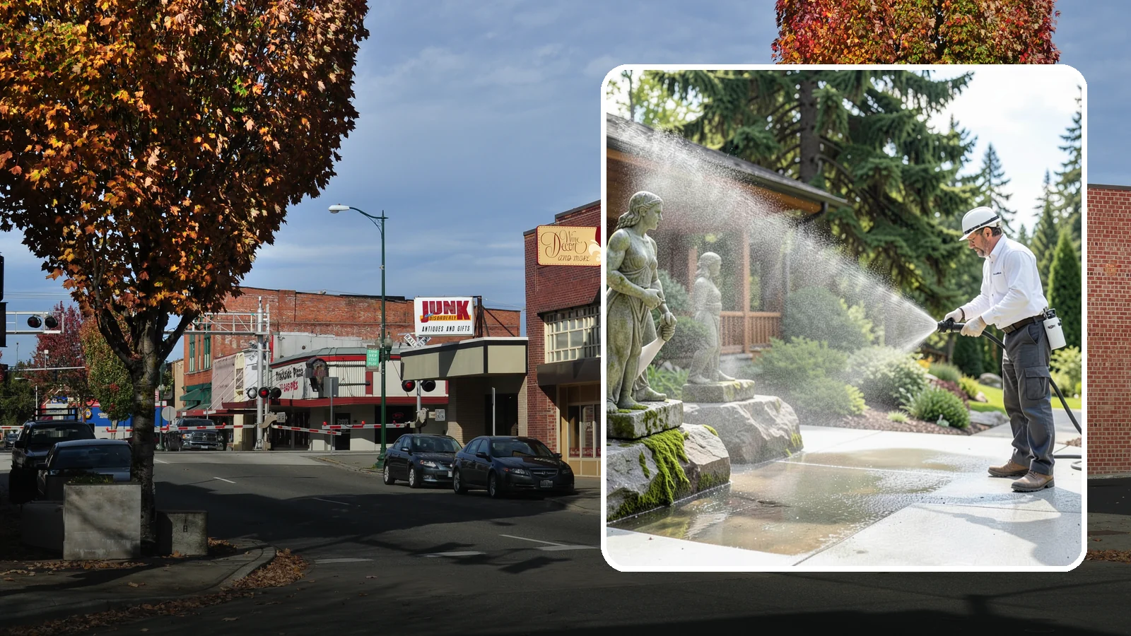 Outdoor Sculpture Cleaning in Puyallup, Pierce County, WA - We carefully clean outdoor sculptures and statues in Washington to remove algae, staining, and grime without harm.