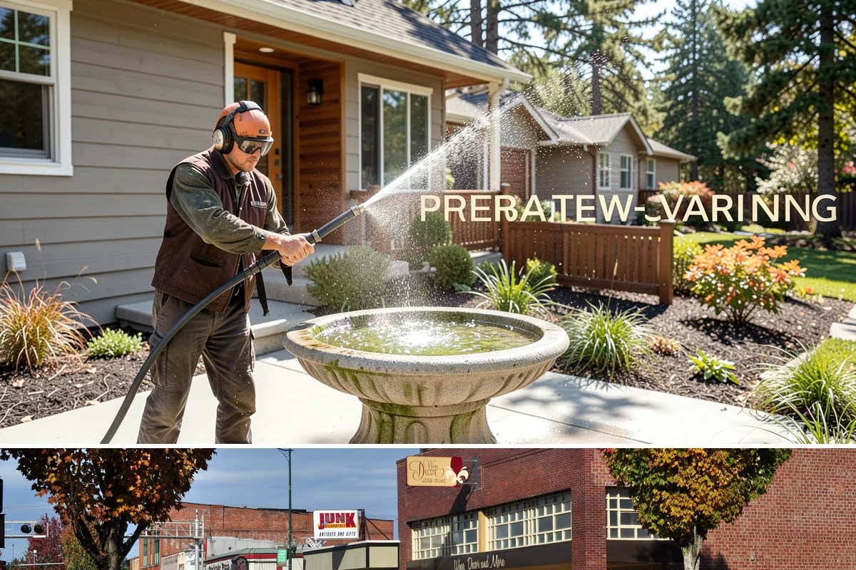 Outdoor Sculpture Cleaning in Puyallup, Pierce County, WA - Sculptures are best cleaned in late spring after the wettest months have fueled algae growth.