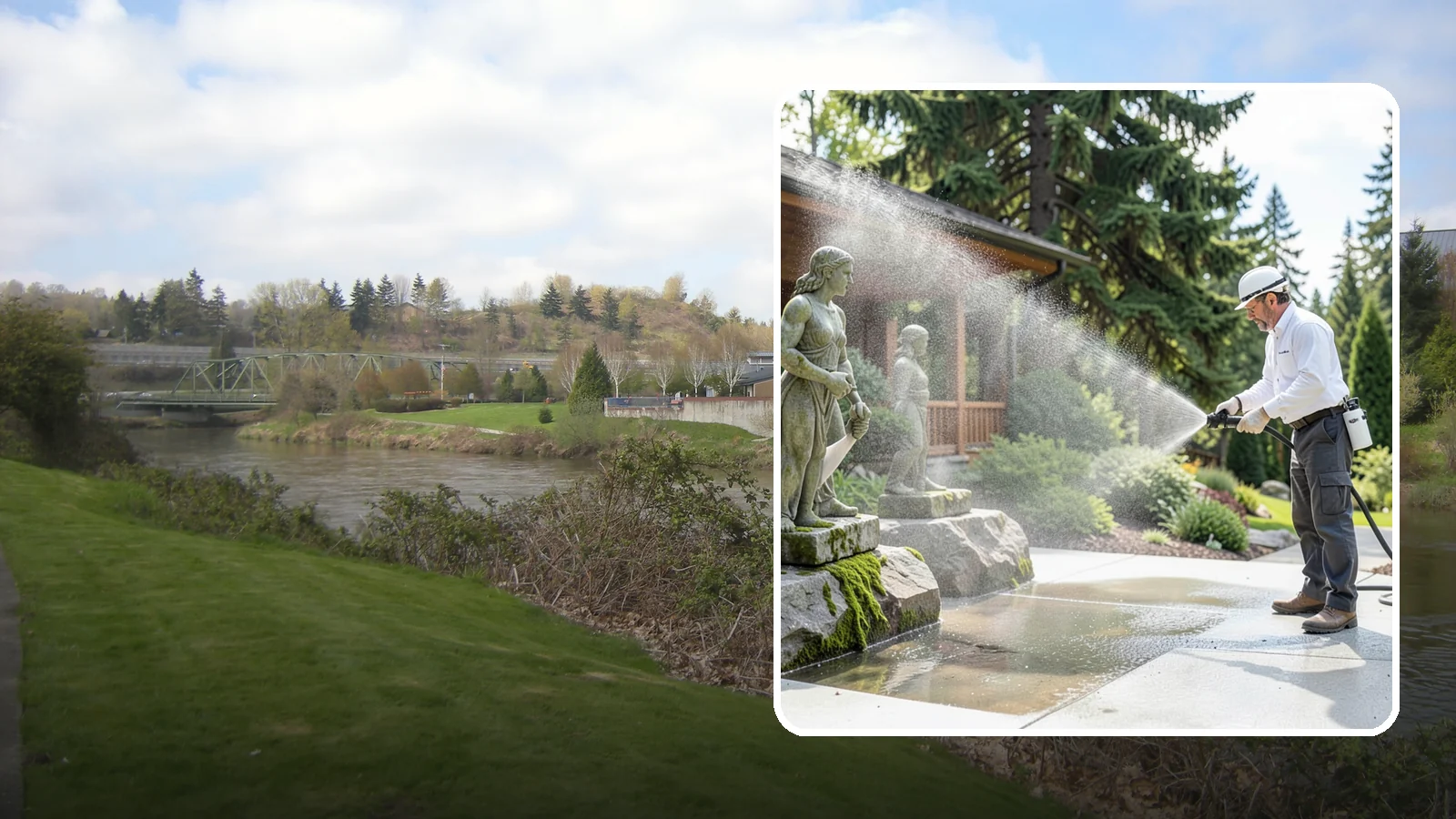 Outdoor Sculpture Cleaning in Tukwila, King County, WA - We carefully clean outdoor sculptures and statues in Washington to remove algae, staining, and grime without harm.
