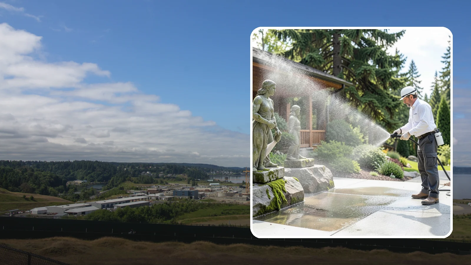 Outdoor Sculpture Cleaning in University Place, Pierce County, WA - We carefully clean outdoor sculptures and statues in Washington to remove algae, staining, and grime without harm.