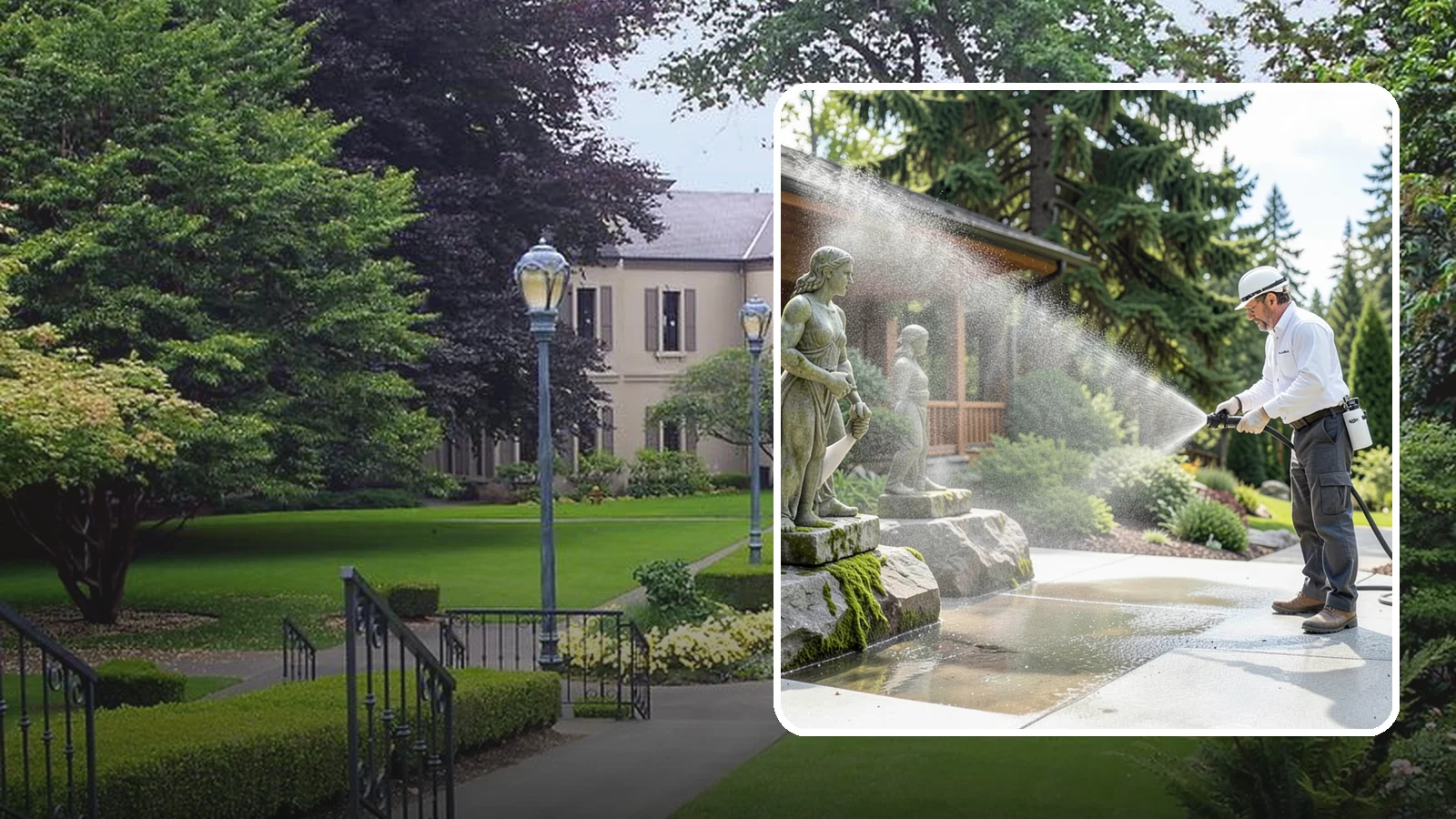 Outdoor Sculpture Cleaning in Woodinville, King County, WA - We carefully clean outdoor sculptures and statues in Washington to remove algae, staining, and grime without harm.