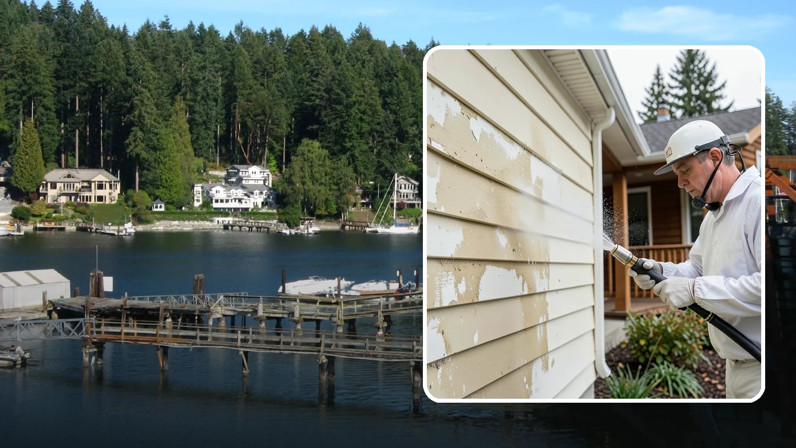 Oxidation Removal in Gig Harbor, Pierce County, WA - We strip chalky oxidation from Washington siding, gutters, and metal so surfaces regain their true color.