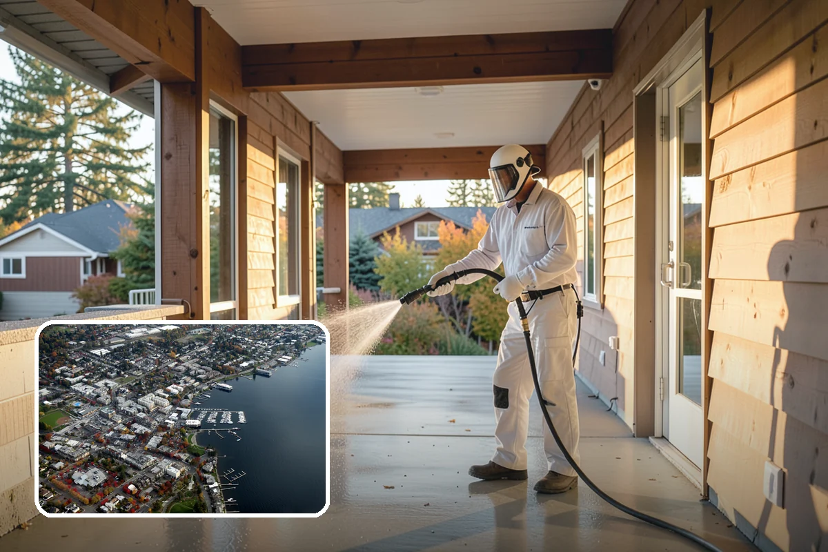 Oxidation Removal in Kirkland, King County, WA - Restores faded color to siding and gutters