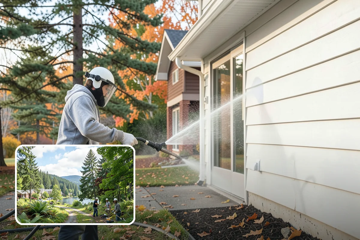 Oxidation Removal in Lake Forest Park, King County, WA - Restores faded color to siding and gutters