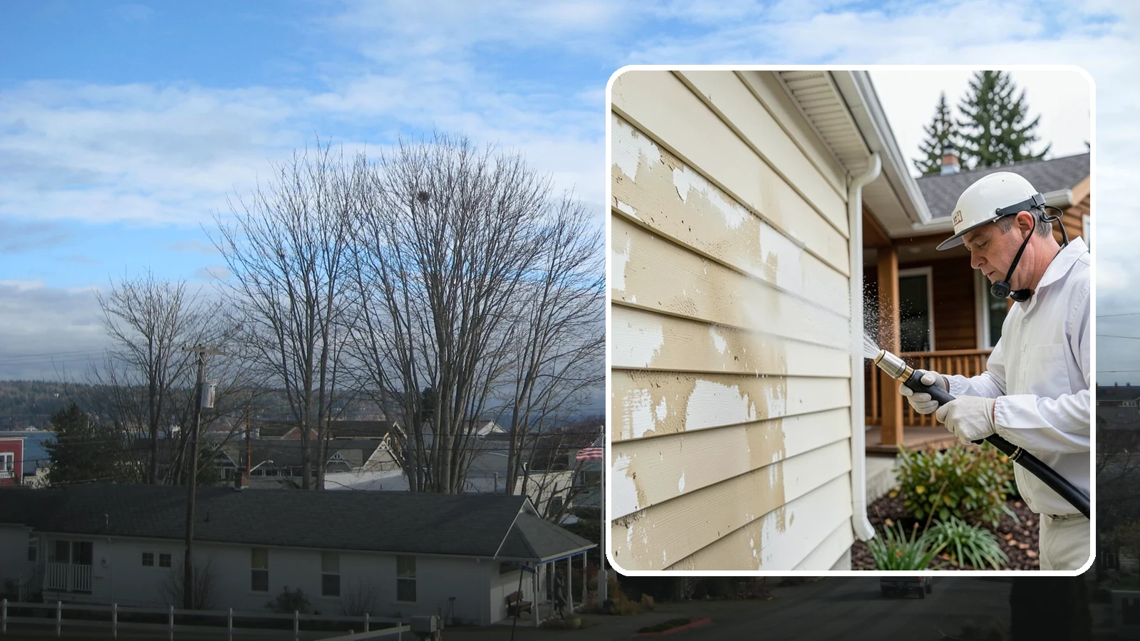 Oxidation Removal in Langley, Island County, WA - We strip chalky oxidation from Washington siding, gutters, and metal so surfaces regain their true color.