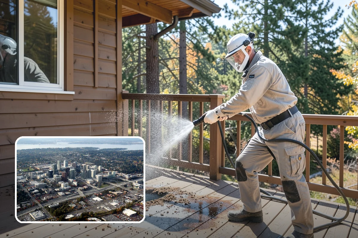 Painted Siding Cleaning in Bellevue, King County, WA - Preserves the paint film while cleaning