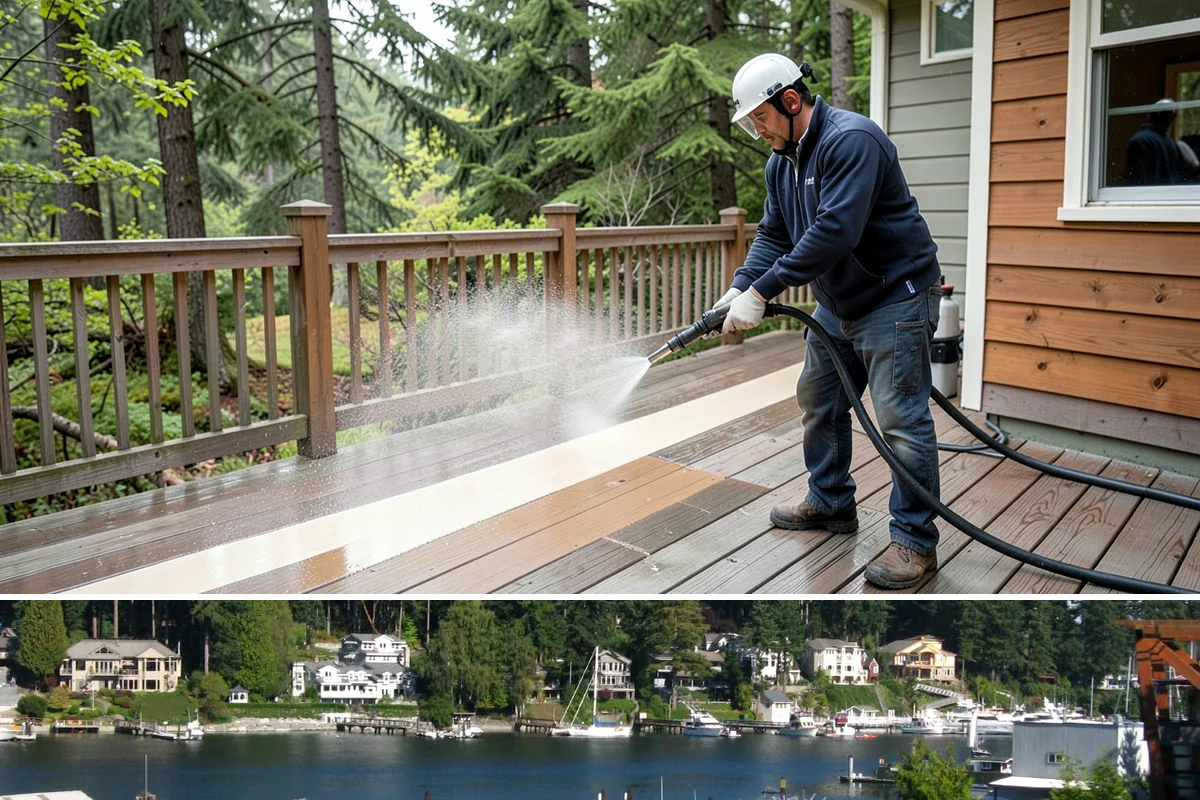 Painted Siding Cleaning in Gig Harbor, Pierce County, WA - The drier late-spring-to-fall window lets the paint dry cleanly and keeps future mildew slower to form.