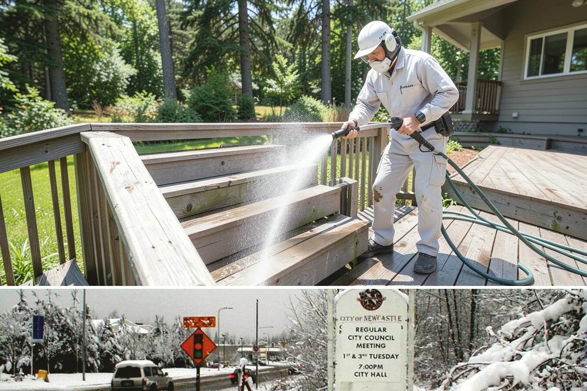 Painted Siding Cleaning in Newcastle, King County, WA - The drier late-spring-to-fall window lets the paint dry cleanly and keeps future mildew slower to form.