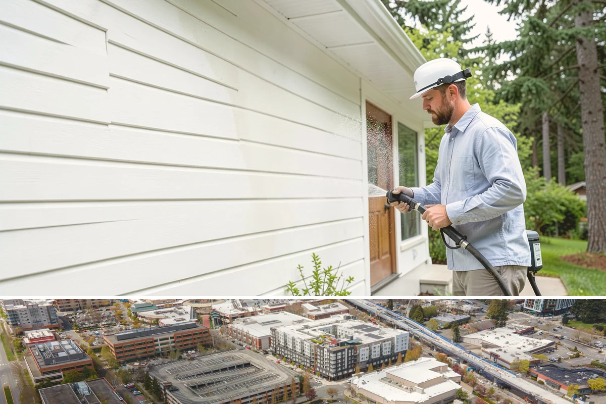 Painted Siding Cleaning in Redmond, King County, WA - The drier late-spring-to-fall window lets the paint dry cleanly and keeps future mildew slower to form.
