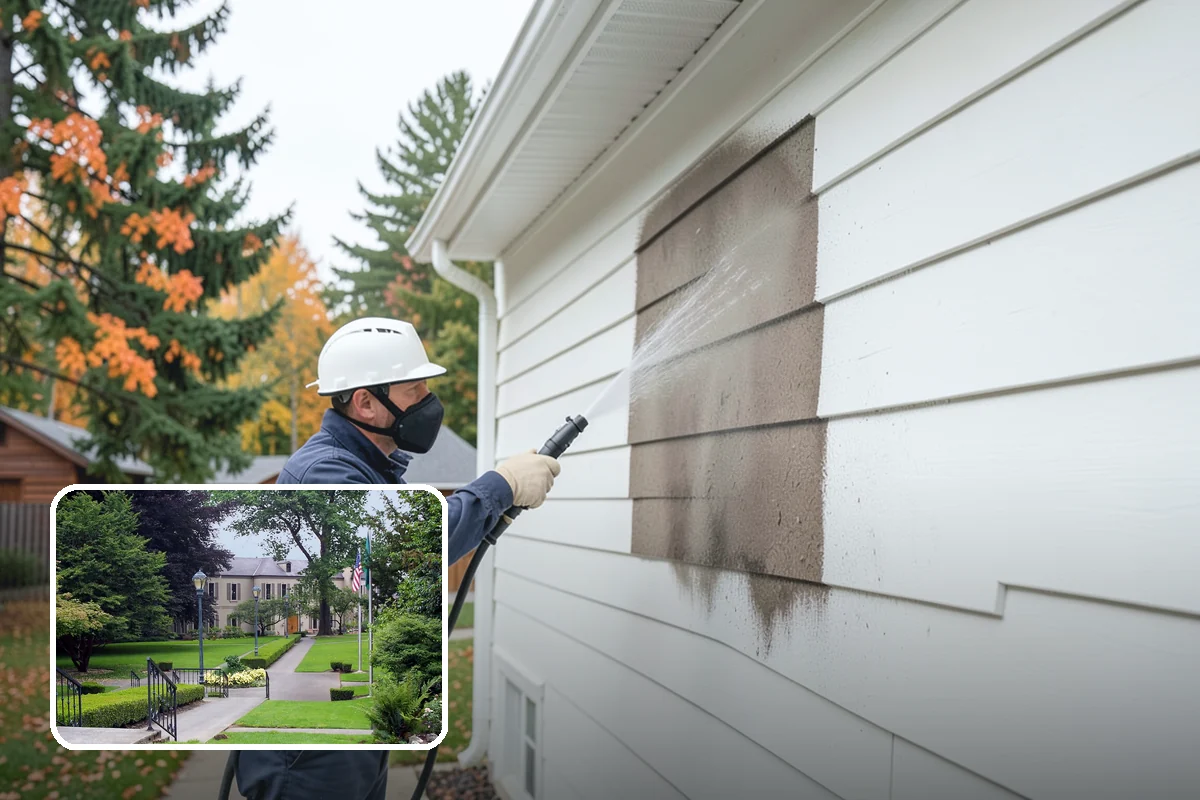 Painted Siding Cleaning in Woodinville, King County, WA - Preserves the paint film while cleaning
