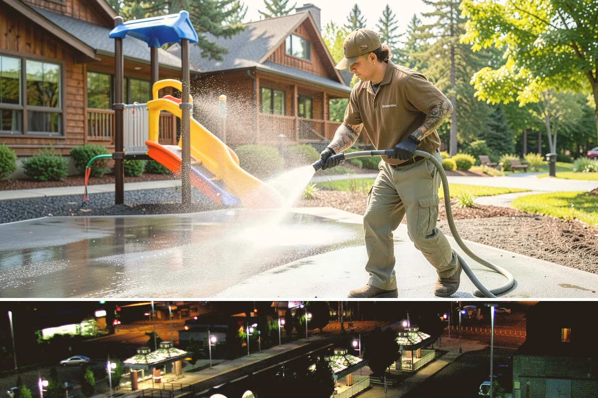 Parking Garage Cleaning in Auburn, King County, WA - Garages benefit most from a thorough wash in early spring to flush out winter road salt and accumulated grime.