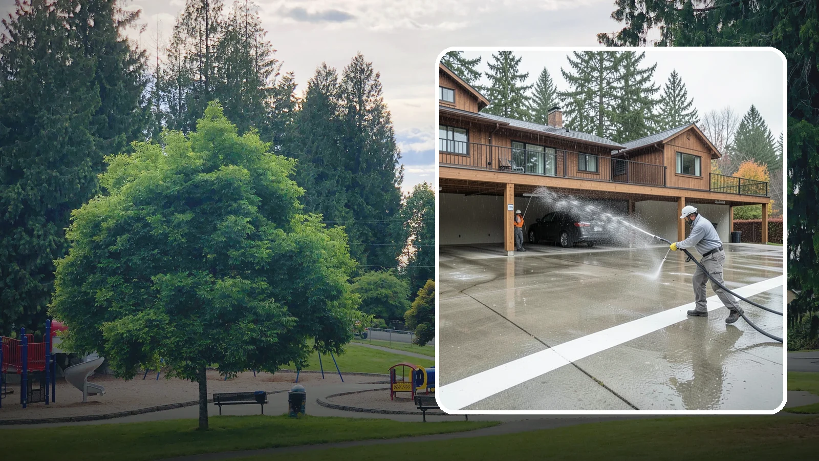Parking Garage Cleaning in Bonney Lake, Pierce County, WA - We wash parking garage decks and stairwells in Washington to clear oil, salt, and grime from every level.