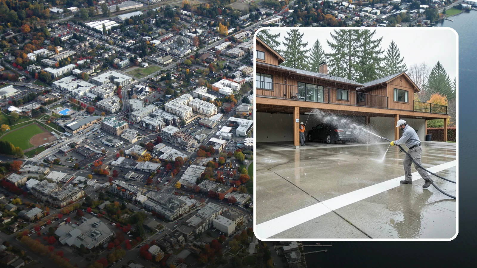 Parking Garage Cleaning in Kirkland, King County, WA - We wash parking garage decks and stairwells in Washington to clear oil, salt, and grime from every level.