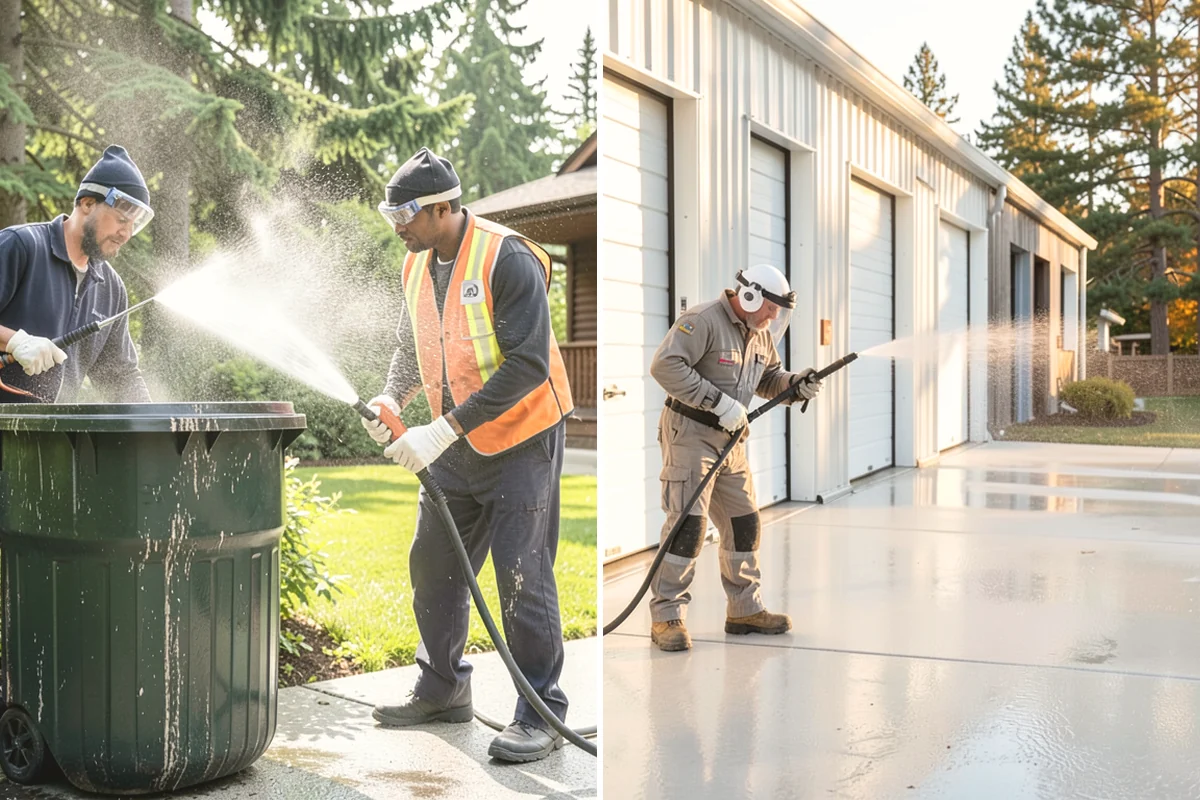 Parking Garage Cleaning in La Conner, Skagit County, WA - Close and stage one level at a time