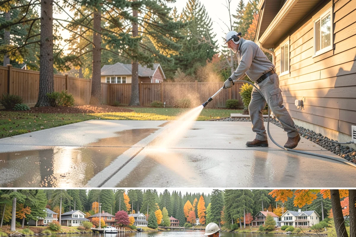 Parking Garage Cleaning in La Conner, Skagit County, WA - Garages benefit most from a thorough wash in early spring to flush out winter road salt and accumulated grime.