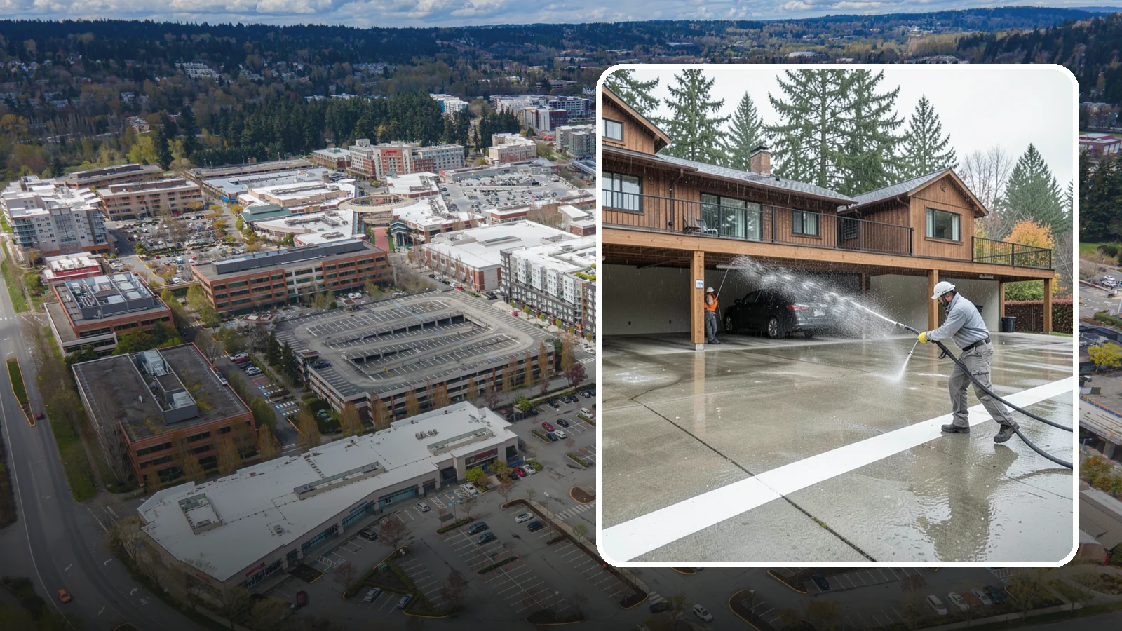 Parking Garage Cleaning in Redmond, King County, WA - We wash parking garage decks and stairwells in Washington to clear oil, salt, and grime from every level.