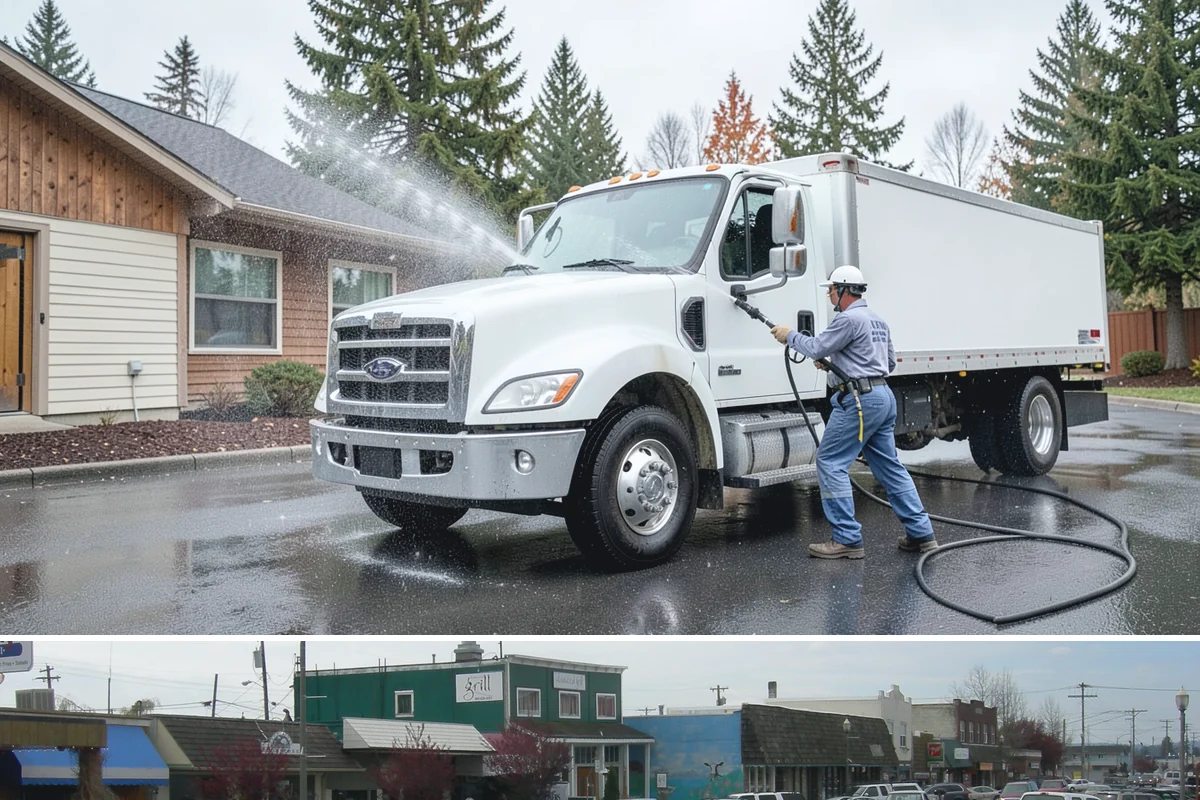 Parking Garage Cleaning in Stanwood, Snohomish County, WA - Garages benefit most from a thorough wash in early spring to flush out winter road salt and accumulated grime.