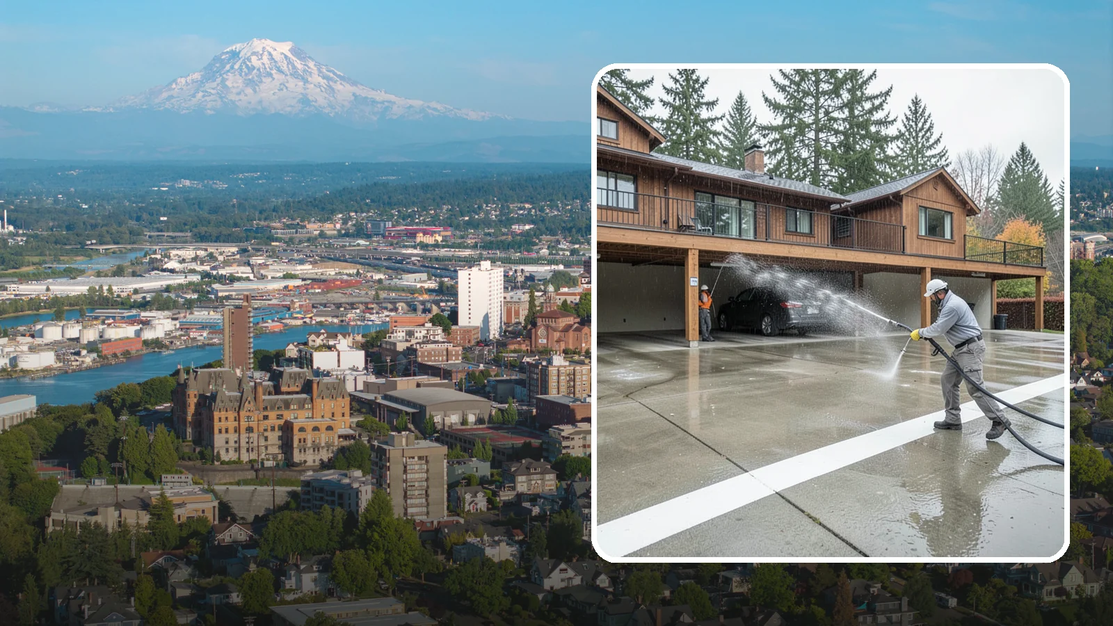 Parking Garage Cleaning in Tacoma, Pierce County, WA - We wash parking garage decks and stairwells in Washington to clear oil, salt, and grime from every level.